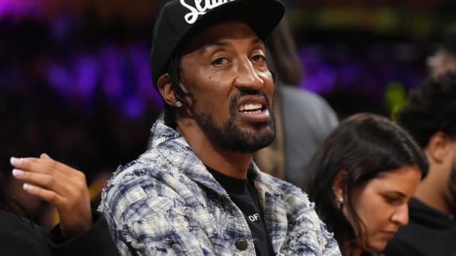 Scottie Pippen attends the game between the Los Angeles Lakers and the Charlotte Hornets at Crypto.com Arena. The Hornets defeated the Lakers 134-130.